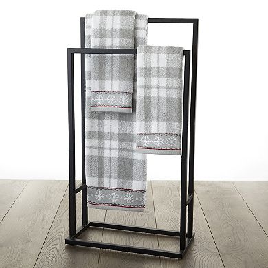 SKL Home Whistler Plaid Snowflake Trim Bath Towel