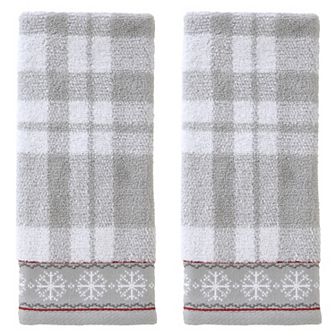 SKL Home Whistler Plaid Snowflake Trim 2 pc Hand Towels Set