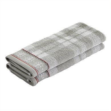SKL Home Whistler Plaid Snowflake Trim 2-piece Hand Towels Set