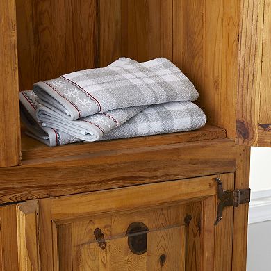 SKL Home Whistler Plaid Snowflake Trim 2-piece Hand Towels Set