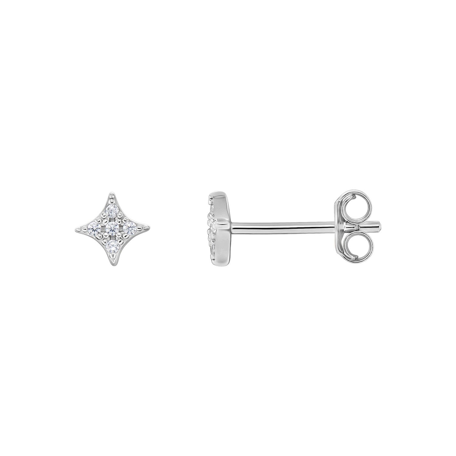 Boucles D'oreilles En Argent Plaqué Avec étoile Soleil Et Zirconium Cubique - Neuf Avec étiquettes