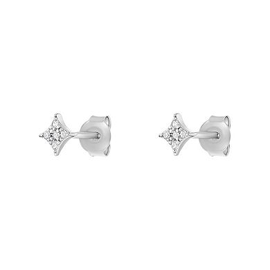 PRIMROSE Sterling Silver Pave Cubic Zirconia Diamond Shape Stud Earrings