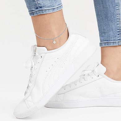 PRIMROSE Sterling Silver White Glass Pearl Singapore Chain Anklet