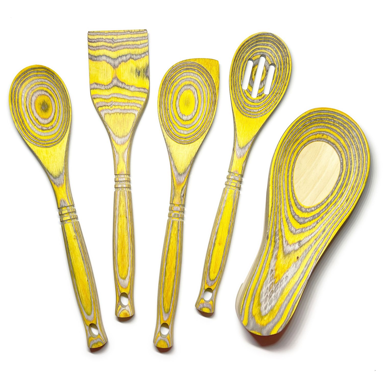 Island Bamboo 4pc Red Pakkawood Wooden Measuring Spoon Set