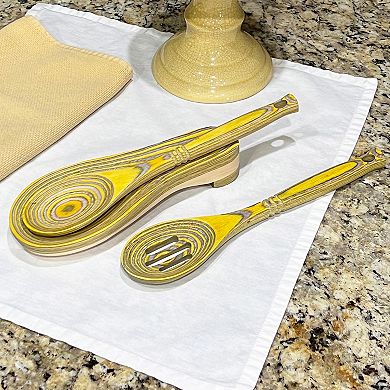 Island Bamboo Pakkawood Kitchen Essentials Utensil 5 Piece Tool Set, Lemon