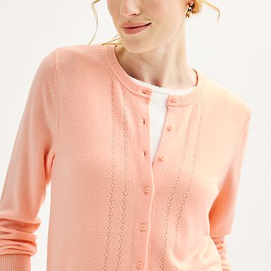 Women's Croft & Barrow® Extra Soft Classic Pointelle Cardigan