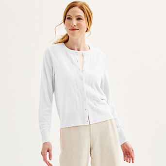 Women's Croft & Barrow® Extra Soft Classic Pointelle Cardigan