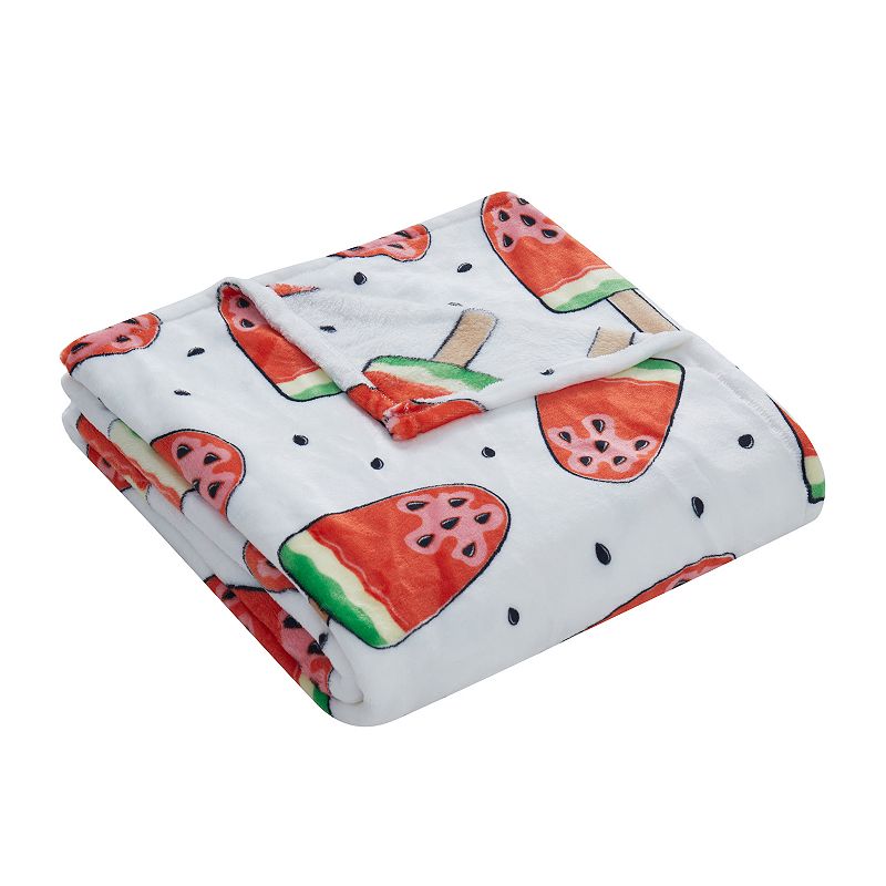 VCNY Home Watermelon Multicolor Red Plush Throw