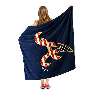 MLB Official Atlanta Braves "Celebrate Series" Silk Touch Sherpa Throw Blanket