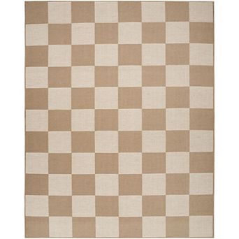 Nourison Washable Modern Jute Checkered Geometric Non-skid Indoor Area Rug