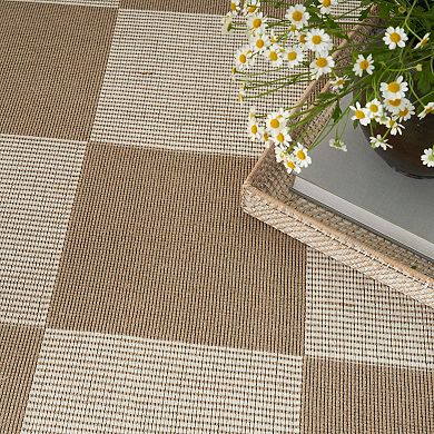 Nourison Washable Modern Jute Checkered Geometric Non-Skid Indoor Area Rug