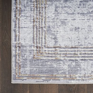 Inspire Me! Home Décor Daydream Distressed Double Border Non-skid Washable Area Rug