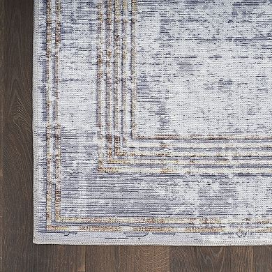 Inspire Me! Home Décor Daydream Distressed Double Border Non-skid Washable Area Rug