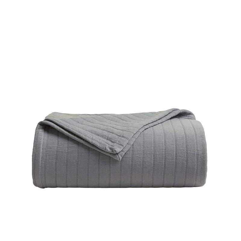 Under the Canopy GOTS Certified Organic Channel Stitch Matelasse Bed Blanket  Twin/Twin XL  Smoke Gray