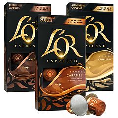L'or Espresso Capsules Vanilla, Chocolate, Caramel Aluminum Pods, 30 Count
