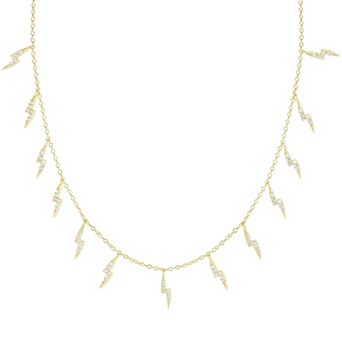 Sunkissed Sterling 14K Gold Over Silver Cubic Zirconia Lightning Bolt Charm Necklace