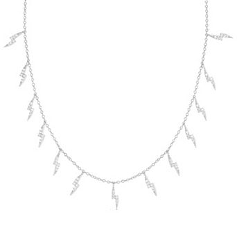 Sunkissed Sterling 14K Gold Over Silver Cubic Zirconia Lightning Bolt Charm Necklace