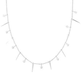 Sunkissed Sterling Silver Cubic Zirconia and Spike Necklace