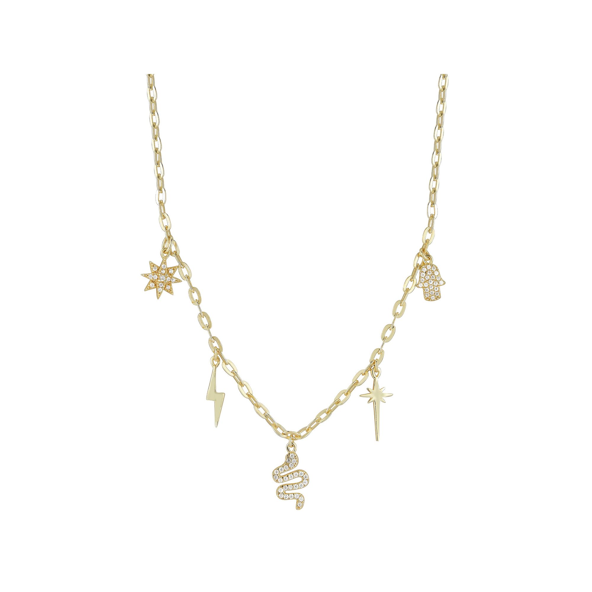 Sunkissed Sterling 14k Gold Over Silver Cubic Zirconia Multi Charm Necklac