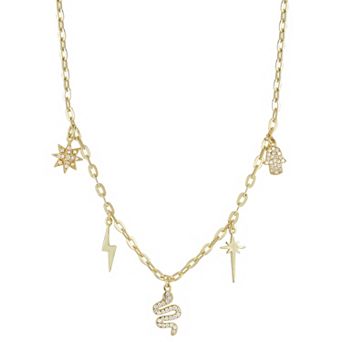 Sunkissed Sterling 14k Gold Over Silver Cubic Zirconia Multi Charm Necklace