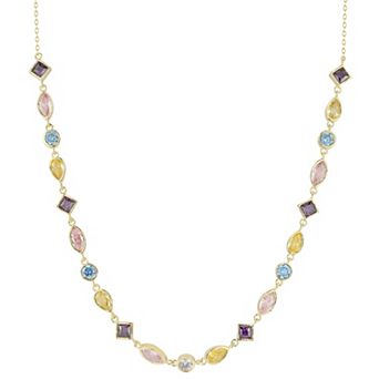 Sunkissed Sterling 14k Gold Over Silver Multicolored Cubic Zirconia Necklace