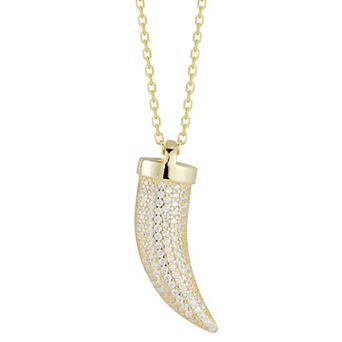 Sunkissed Sterling 14k Gold Over Silver Cubic Zirconia Horn Necklace