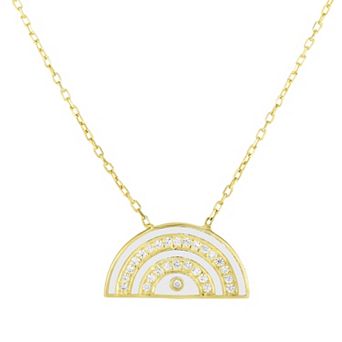 Sunkissed Sterling 14k Gold Over Silver Cubic Zirconia Rainbow Necklace