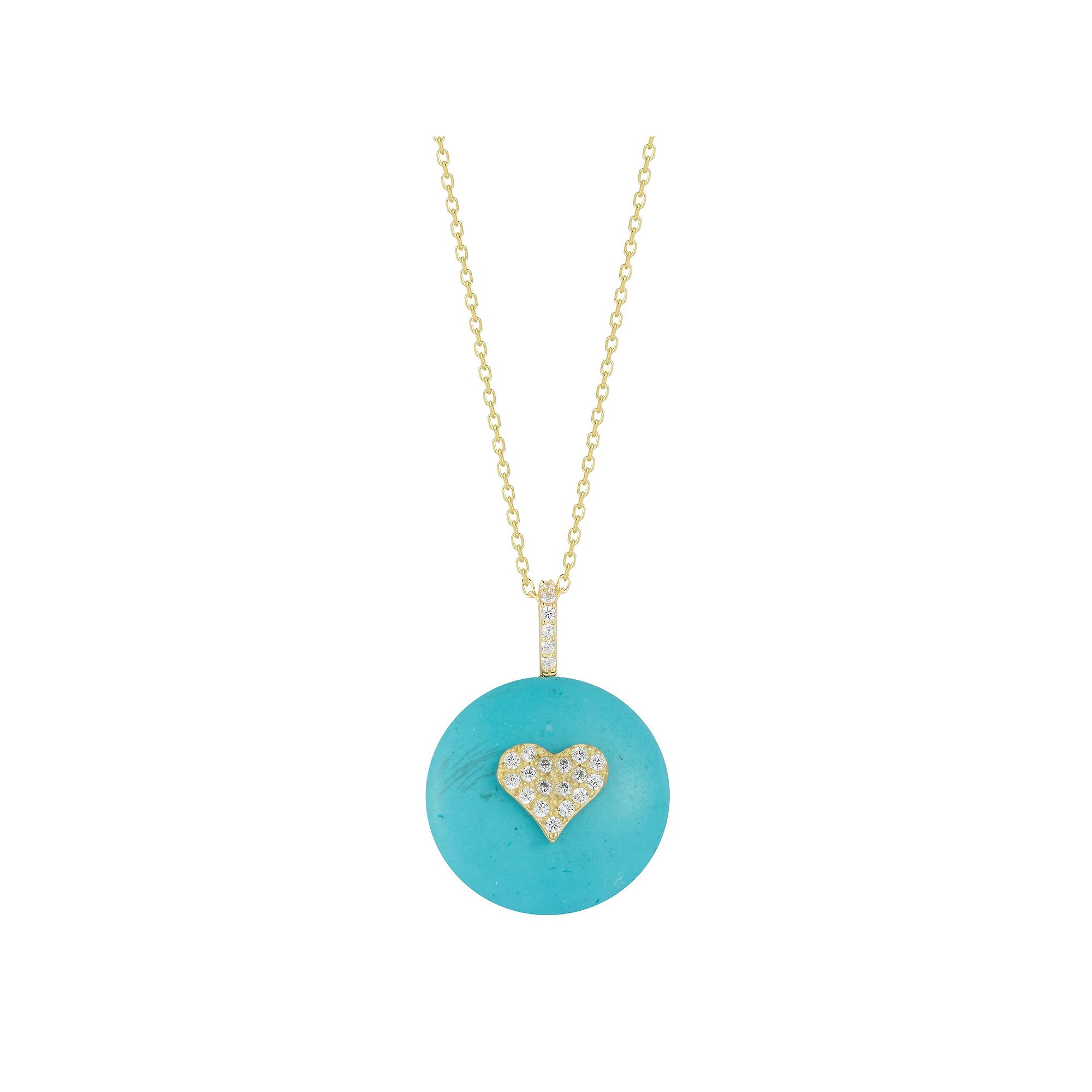 Sunkissed Sterling 14k Gold Over Silver Cubic Zirconia & Simulated Turquoi