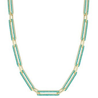 Sunkissed Sterling 14k Gold Over Silver Simulated Turquoise Necklace
