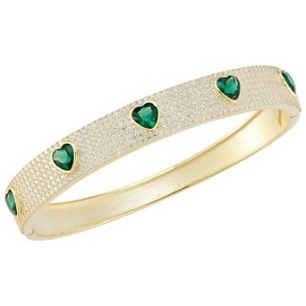 Sunkissed Sterling 14k Gold Over Silver Cubic Zirconia Multi Heart Bangle Bracelet