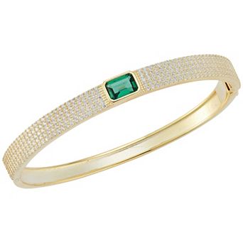 Sunkissed Sterling 14k Gold Over Silver Emerald Cut Cubic Zirconia Bangle Bracelet