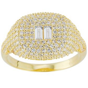 Sunkissed Sterling Cubic Zirconia Pave Signet Ring