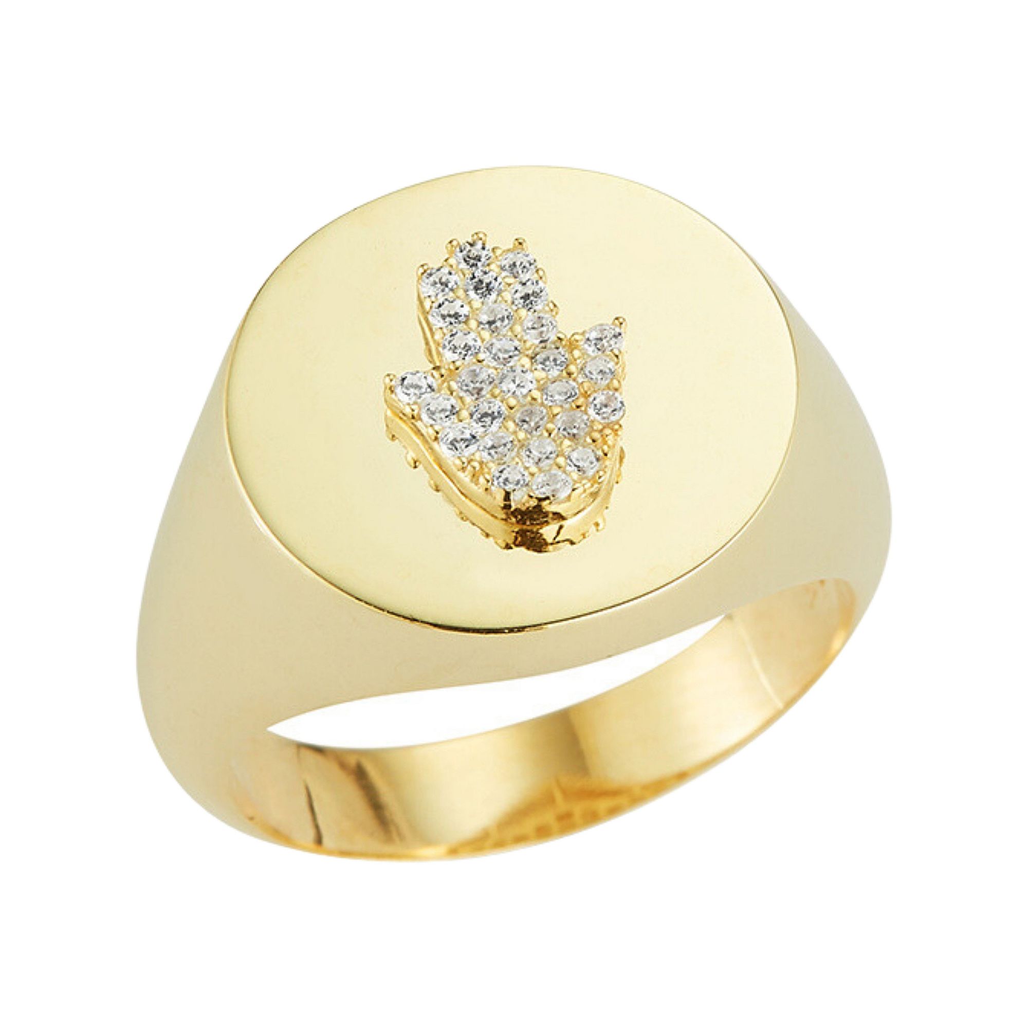 Sunkissed Sterling Cubic Zirconia Hamsa Signet Ring, Womens, Size: 8, Gold