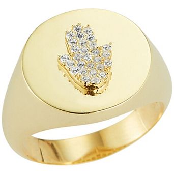 Sunkissed Sterling Cubic Zirconia Hamsa Signet Ring