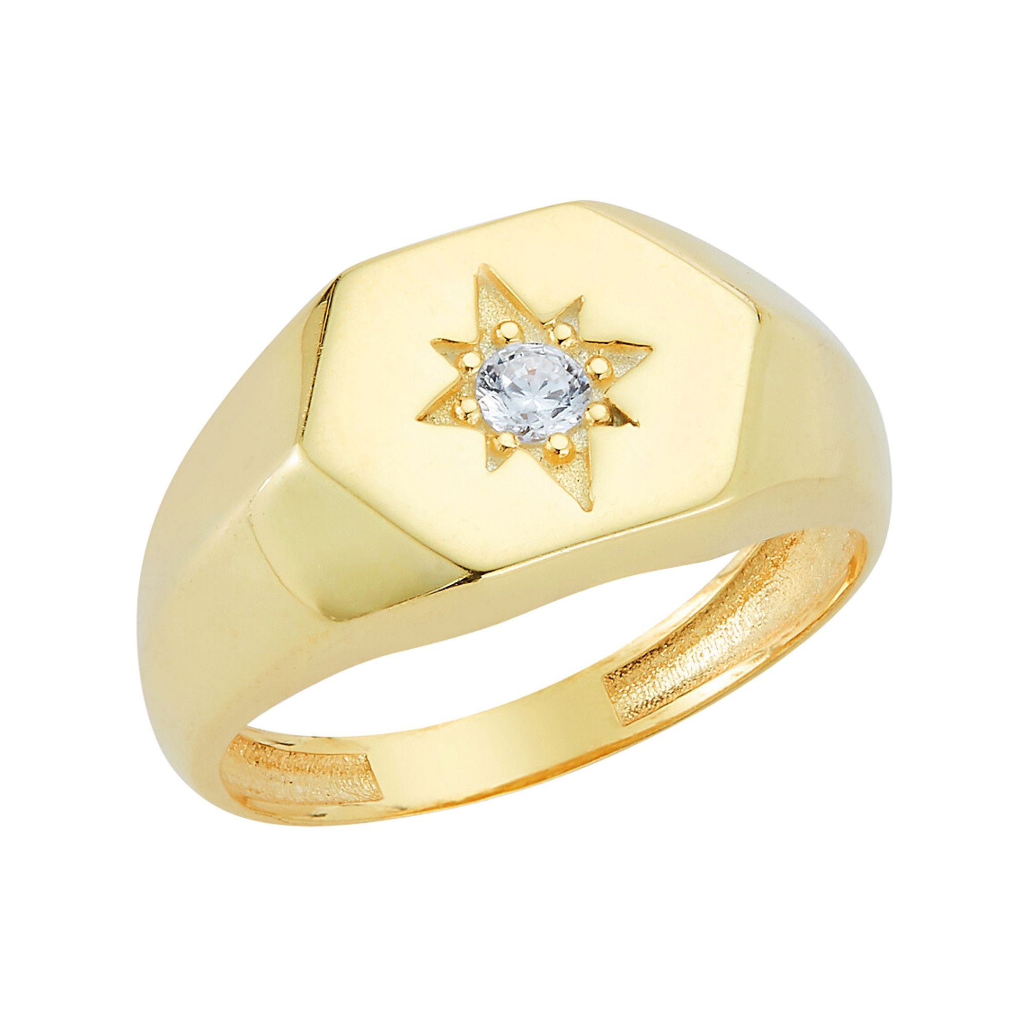 Sunkissed Sterling Cubic Zirconia North Star Signet Ring, Womens, Size: 7,