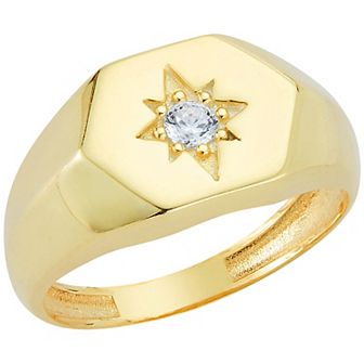 Sunkissed Sterling Cubic Zirconia North Star Signet Ring