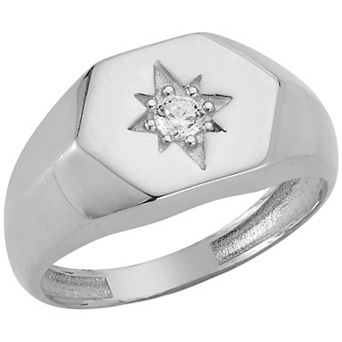 Sunkissed Sterling Cubic Zirconia North Star Signet Ring
