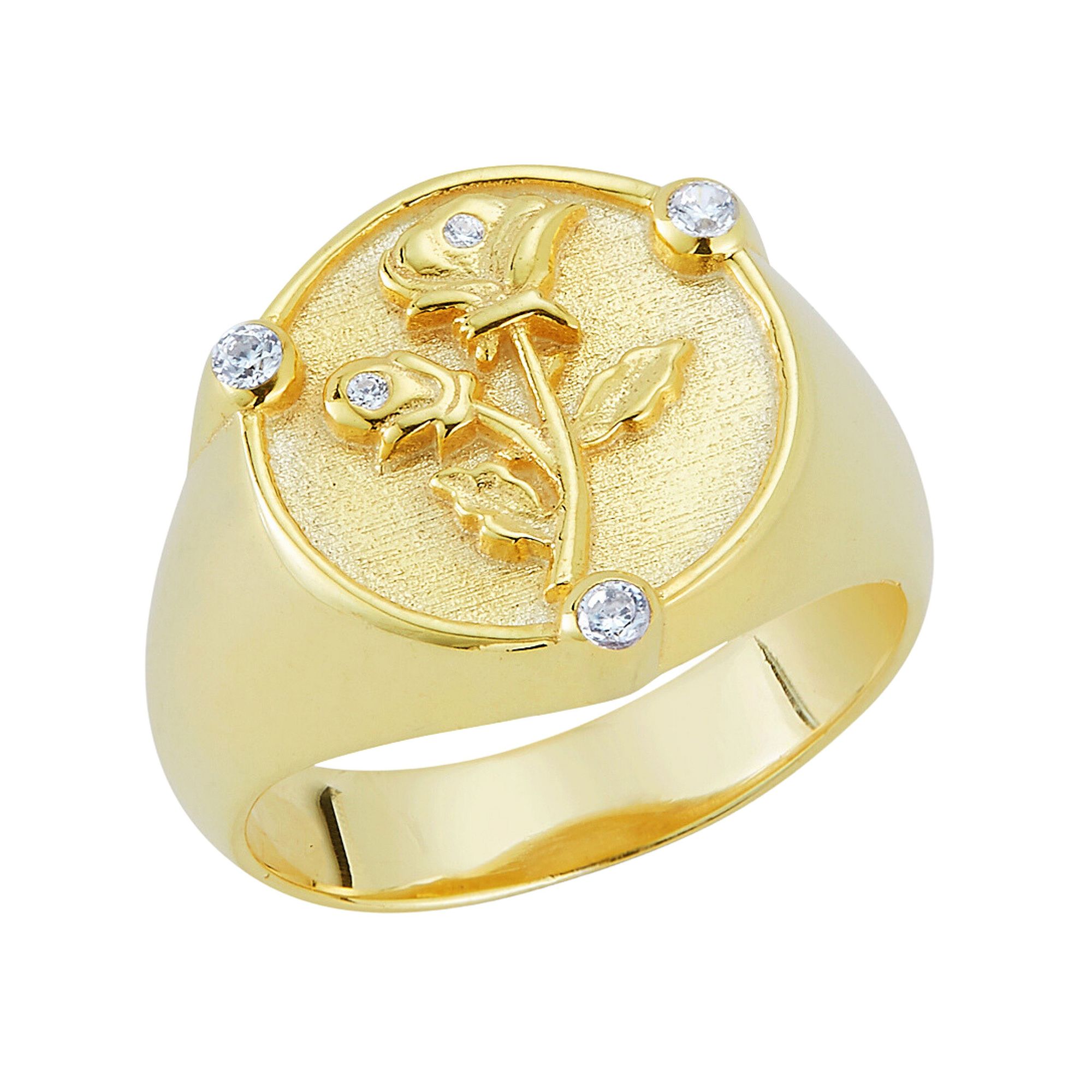 Sunkissed Sterling Cubic Zirconia Flower Ring, Womens, Size: 8, Gold Tone