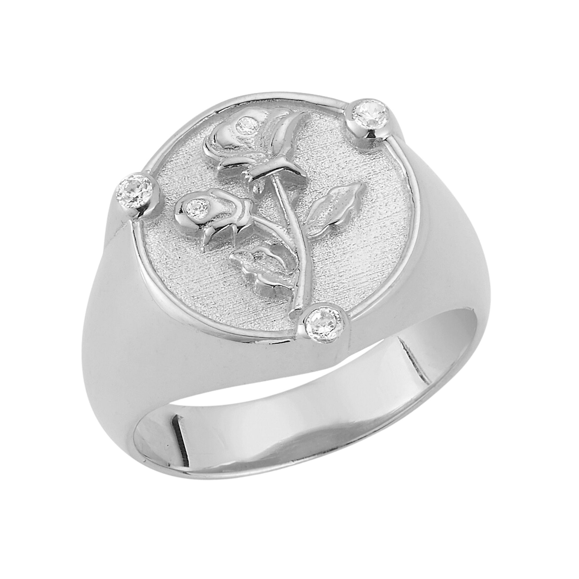 Sunkissed Sterling Cubic Zirconia Flower Ring, Womens, Size: 7, Silver Ton