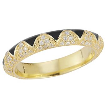 Sunkissed Sterling 14k Gold Over Silver Cubic Zirconia Enamel Zig Zag Ring