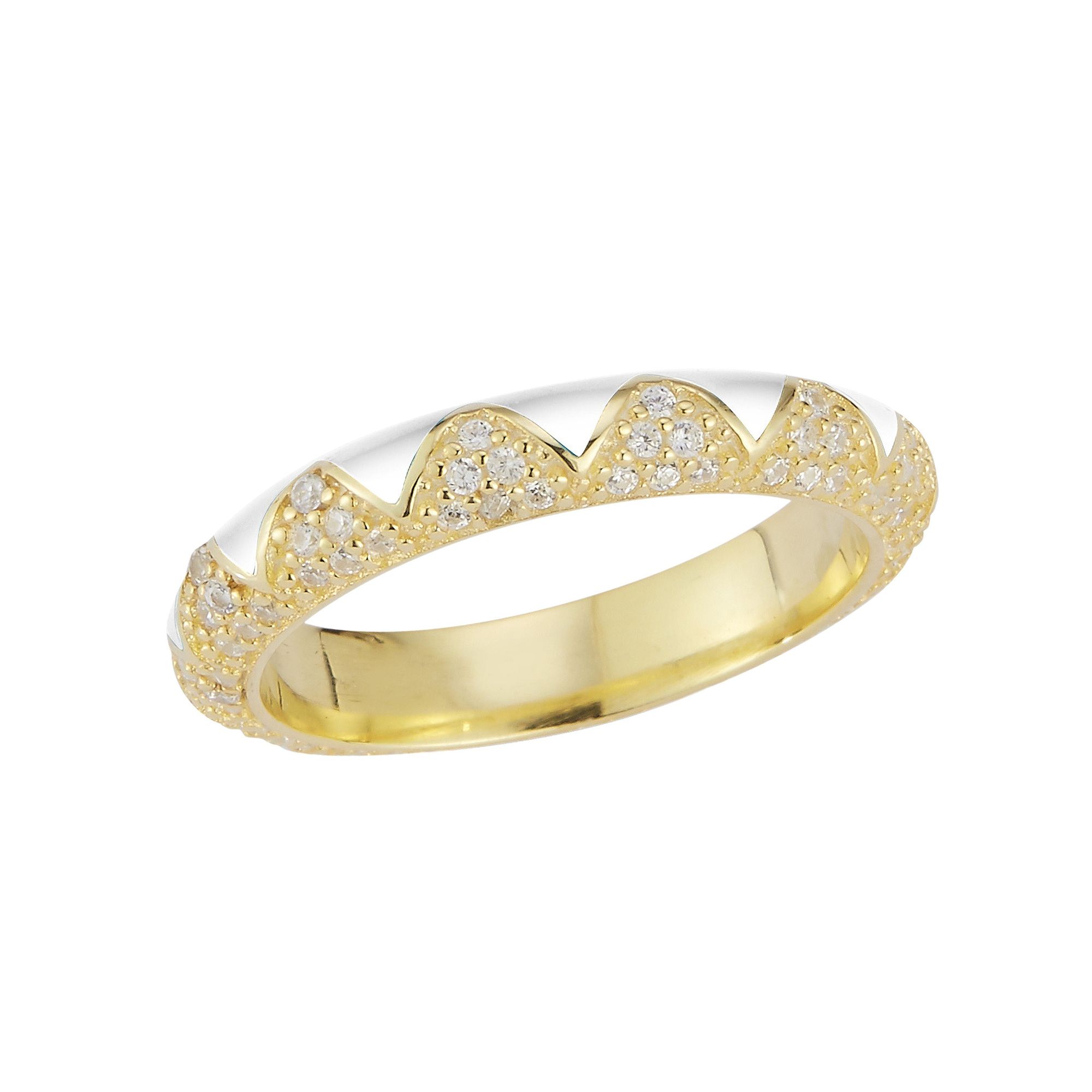Sunkissed Sterling 14k Gold Over Silver Cubic Zirconia Enamel Zig Zag Ring,