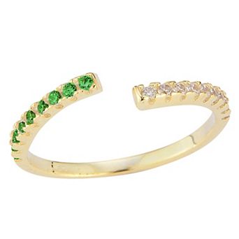 Sunkissed Sterling 14k Gold Over Silver Cubic Zirconia Bypass Ring