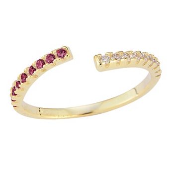 Sunkissed Sterling 14k Gold Over Silver Cubic Zirconia Bypass Ring