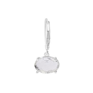 LC Lauren Conrad Silver Tone Crystal Oval Drop Earrings