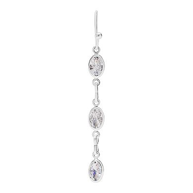 LC Lauren Conrad Silver Tone Crystal Linear Drop Earrings
