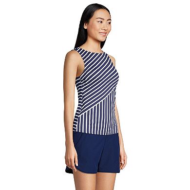 Women's Lands' End Chlorine Resistant High Neck Tankini Swimsuit Top
