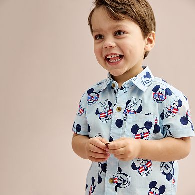 Disney's Mickey Mouse Baby & Toddler Boy Short Sleeve Button Down Shirt by Jumping Beans®