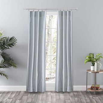 Curtain Plaza Classic Stripe Printed Stylish Tailored Panel Pair 3" Rod Pocket