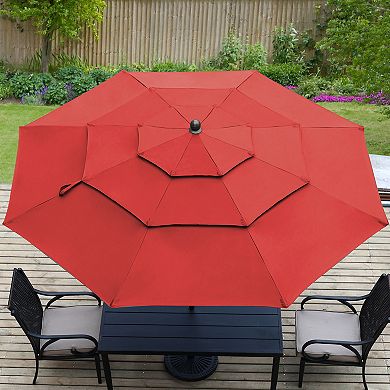 Aoodor 10ft 3 Tier Patio Umbrella - Stylish Outdoor Market Umbrella (No Base)