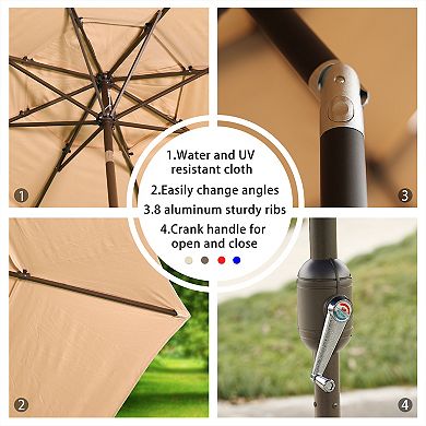 Aoodor 10ft 3 Tier Patio Umbrella - Stylish Outdoor Market Umbrella (No Base)